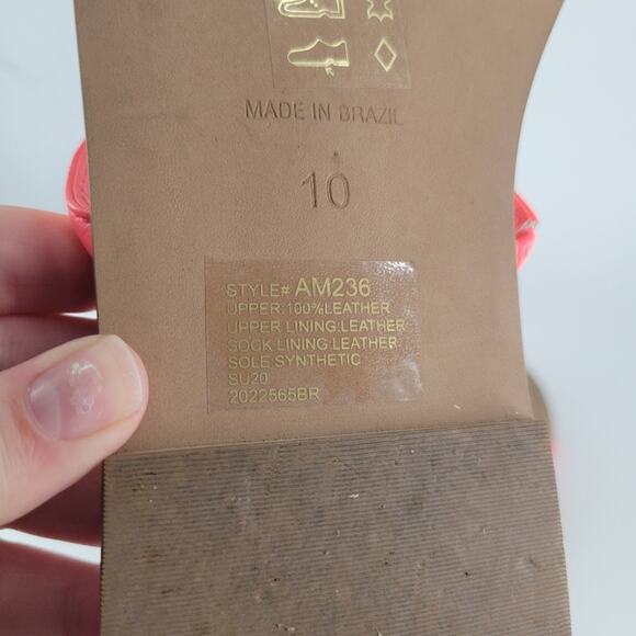 Madewell Neon Pink Double Strap Leather Sandals 10 - Picture 9 of 9